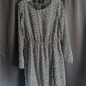 J. Crew Mercantile Black and White Long Sleeve Dress